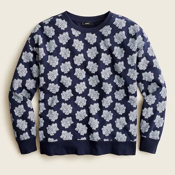 J. Crew Tops - J. Crew University Terry Crewneck Sweatshirt In Paisley Bunch